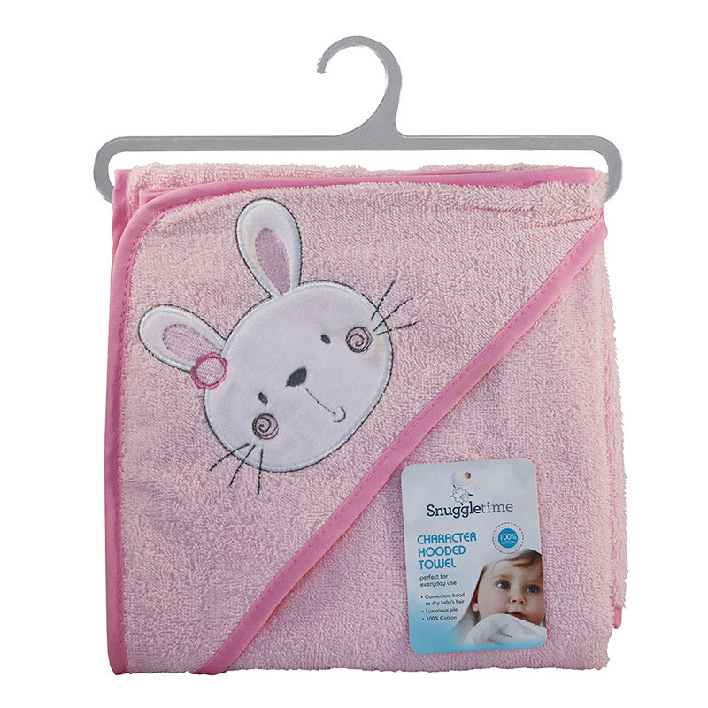 Hooded Bath Towel Pink Bunny
